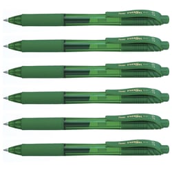 Lot de 6 Stylos Roller Encre Gel Rétractable Pentel EnerGel X BL107 Pointe 0,7 mm Vert