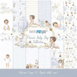 Pochette de 12 feuilles recto verso Sweet Baby Boy Papers for you