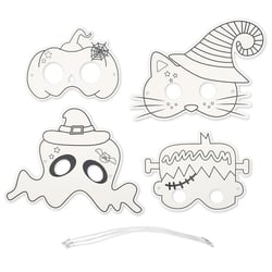 MégaCréa DIY - Masques à colorier pour enfant Halloween 4 pièces
