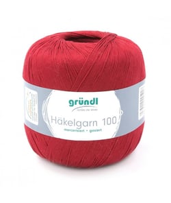 HAKELGARN 100 fil coton à crocheter - Grundl - certifié Oeko-Tex 125 Rouge