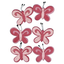 Papillon en feutrine, rose foncé, 5 cm, 6 pces
