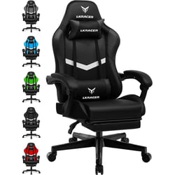 Chaise gaming ergonomique - Simili cuir - Noir - 47 x 47 x 132 cm