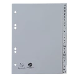 Intercalaires imprimés alphabétiques PP recyclé gris A-Z (alphabet allemand) - 24 positions - A5 - Gris - x 25 - Exacompta