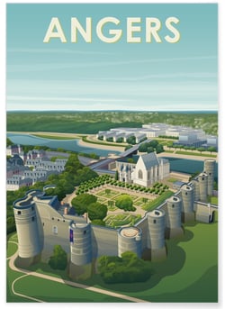 Affiche ville Angers 4 | A3 : 29,7x42cm