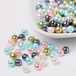 Perles ronde en verre nacré en mélange coloris assortis 6 mm Lot G