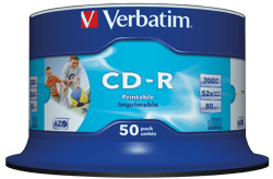 CD-R Verbatim - 700 Mo - 52x - Imprimable - Lot de 50