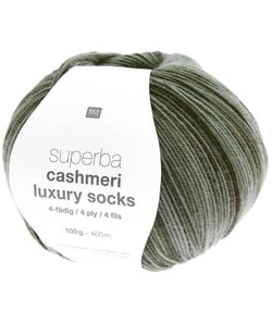 Pelote de Laine à Chaussettes Superba Cashmeri Luxury Socks 4 fils - 100g - Rico Design : Douceur et Luxe pour Vos Pieds Vert (017 - Olive)