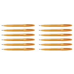 Lot de 12 stylos feutres pointe moyenne - Pentel - Sign Pen S520-Y - Ocre