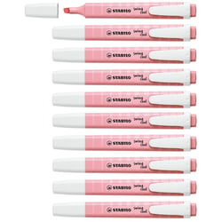 Lot de 10 surligneurs de poche pointe biseautée 1-4 mm - STABILO - Rose - Swing Cool Pastel Edition