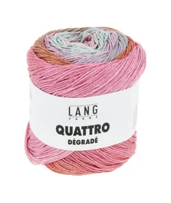 Coton à tricoter et à crocheter QUATTRO DEGRADE - 100GR - Lang Yarns Multicolore 0015 (Rose-menthe-orange)