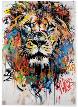 Affiche Lion Graffiti Pop Art | A3 : 29,7x42cm
