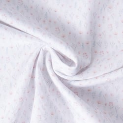 Tissu Pique de Coton  Nube flora sur fond Blanc