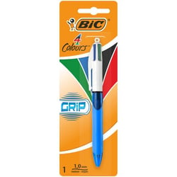 Stylo bille BIC - 4 Couleurs Grip - Multicolore, bleu, rouge, vert, noir - Pointe moyenne