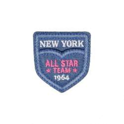 Lot de 3 écussons thermocollants Equipe New York Denim clair 4,5cm x 5,5cm
