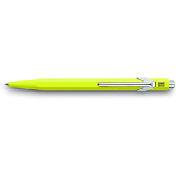 Stylo à bille - Jaune fluo - Métal - Encre bleue - Pointe moyenne - Caran d'Ache - 849