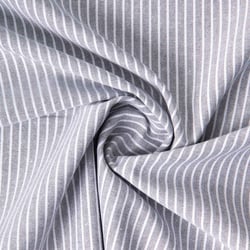 Tissu Coton aspect Lin Emy rayures Blanc sur fond Gris ardoise