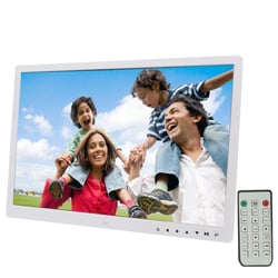 Cadre Photo Numérique 17 pouces Full HD Musique Vidéo USB SD Blanc YONIS