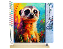 Peinture par Numéro Figured'Art - Suricate Coloré Abstrait - Kit de Loisir Créatif DIY Numéro d'Art Complet - 40x50cm toile roulée + châssis en bois à monter