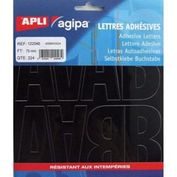 Apli 122046 - Lettres et symboles adhésives noires format 75 x 42mm