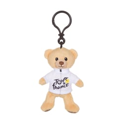 Peluche - Porte-clés Ours "Maillot Meilleur Jeune Grimpeur blanc" 10 cm - Peluche Officielle du Tour de France