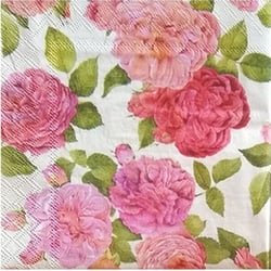 Lot de 4 serviettes en papier découpage collage 33 cm MAGNIFIQUE ROSE F 610