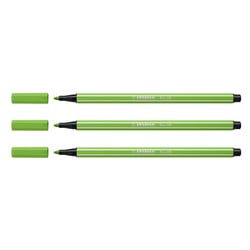 Lot de 3 feutres de dessin pointe ogive moyenne 1 mm - STABILO - PEN 68 - Vert clair