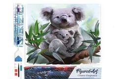 Diamond Painting Broderie Diamant Figured’Art 40x50cm toile entière roulée avec diamants carrés - Koala et son Petit