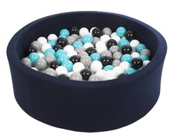 Piscine à balles Aire de jeu + 200 balles bleu marine noir,blanc,gris,turquoise - Velinda