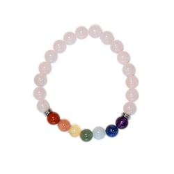 Bracelet 7 Chakras Quartz Rose Perles rondes 8 mm - Omsaé