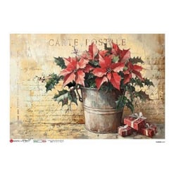 1 feuille de papier de riz 32 x 45 cm découpage collage Paper Designs  FLEUR DE NOEL 0439XL