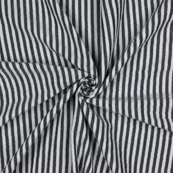 Tissu Double gaze de Coton fil teint Rayures Noir sur fond Blanc