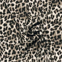 Tissu Satin Duchesse Felindra motifs léopard sur fond Blanc