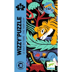 Wizzy puzzle – Le saut du tigre – 50 pieces - Djeco - Bleu