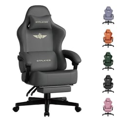 Chaise gaming ergonomique GTPLAYER - PU - Gris - 53 x 49 x 131 cm