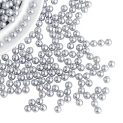 100 PERLES SANS TROU Rondes acrylique Gris Nacré Diamètre 8 mm - Non Percée - Creation Diy