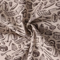 Tissu Toile Canvas Kitchen sur fond Beige