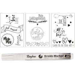 Modèles fenêtre Mariageetamour, 3modèles+1 marqueur craie, Boite 1kit
