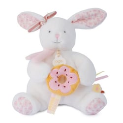 Lapin vanille fraise – pantin avec donut – Doudou et Compagnie - 20 cm