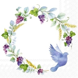 Lot de 4 serviettes en papier découpage collage 33 cm COURONNE RAISIN OISEAU O 420