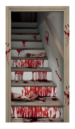 Décor de porte Halloween – Escalier effet horreur