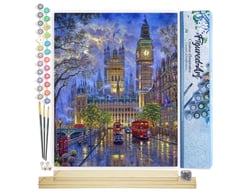 Peinture par Numéro Figured'Art - Londres dans la Pénombre - Kit de Loisir Créatif DIY Numéro d'Art Complet - 40x50cm toile roulée + châssis en bois à monter