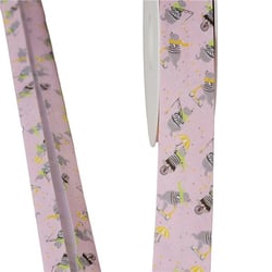 Bobine 20m biais oursons 100% coton rose clair 25mm