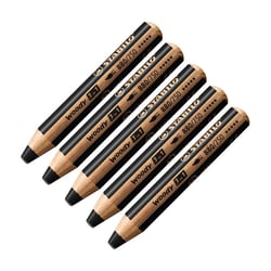 5 crayons de couleur - Noir - Woody 3in1 - Grosse mine - Tous supports - STABILO