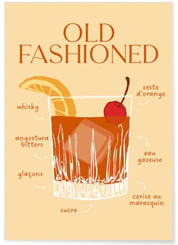 Affiche Cocktail Old Fashioned 2 | A3 : 29,7x42cm