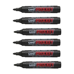 6 marqueurs permanent indélébile Prockey pointe conique noir