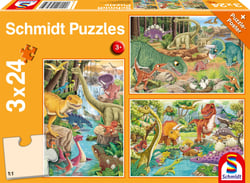 Puzzle 24 pièces - 3 Puzzles - Les Dinosaures s'Amusent - Schmidt Spiele