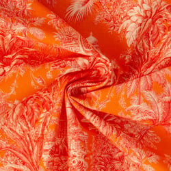 Tissu Coton imprimé digital Mini Maharani sur fond Orange