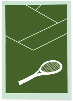Affiche Tennis Design : Raquette et Terrain | A3 : 29,7x42cm