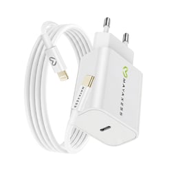Mayaxess Chargeur Secteur pour iPhone XS 18W + Câble Lightning 1m Blanc