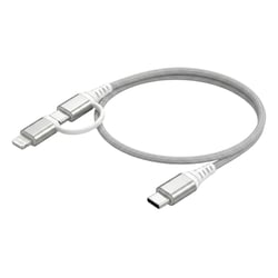 Force Power Câble Renforcé 2-en-1 USB-C vers USB-C et Lightning 3A Power Delivery 60W 1.2m Gris